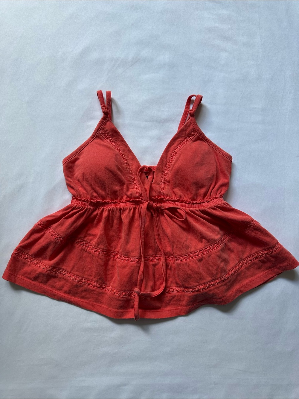 SO Dark Orange Tie-Front Padded Cami Peplum Top